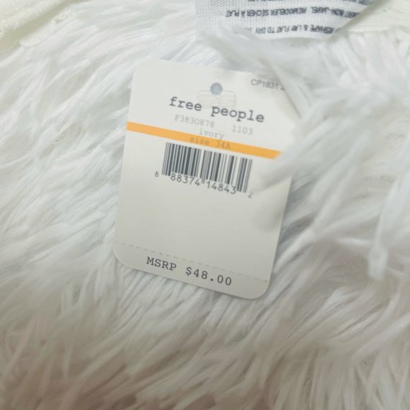 Free People Intimately Lace Underwire Plunge Bra 34A Ivory - Picture 9 of 11